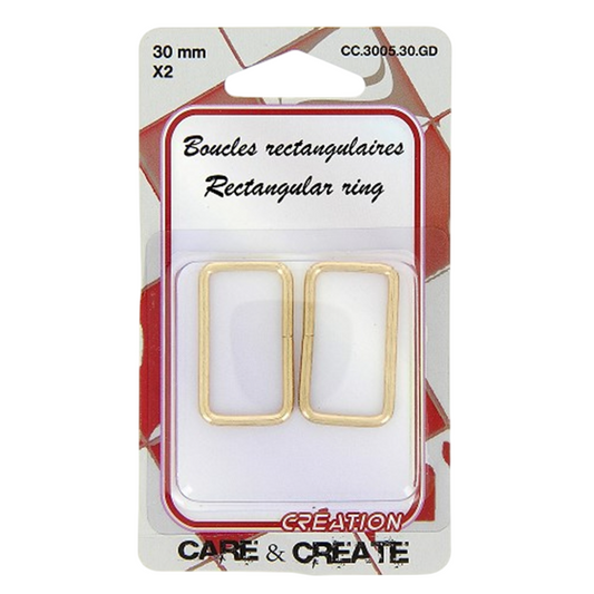 Boucles rectangulaires - métal - 30 mm - dorées - 2 pièces