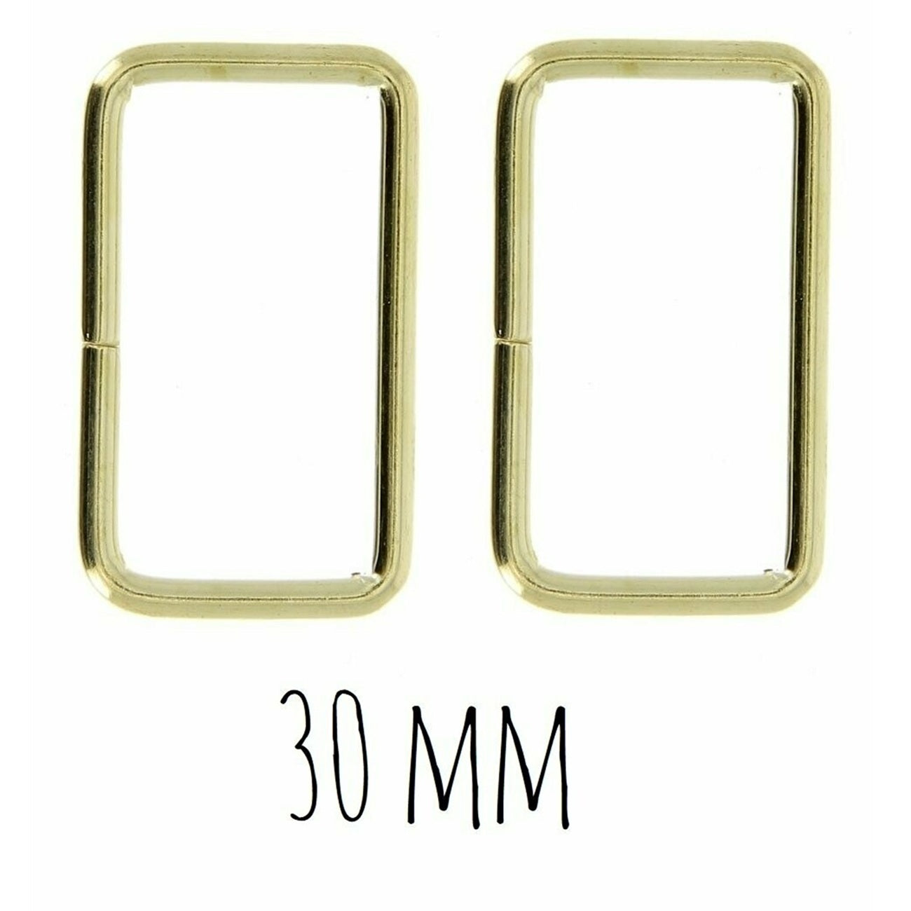 Boucles rectangulaires - métal - 30 mm - dorées - 2 pièces