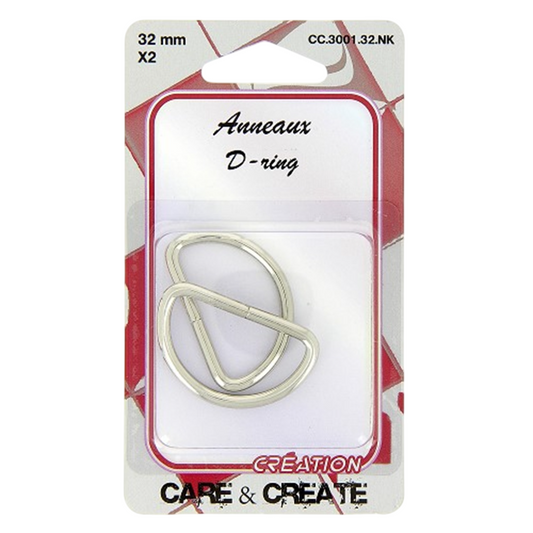 Anneaux demi rond - métal - 32 mm - argentés - 2 pièces -Boucles Forme D