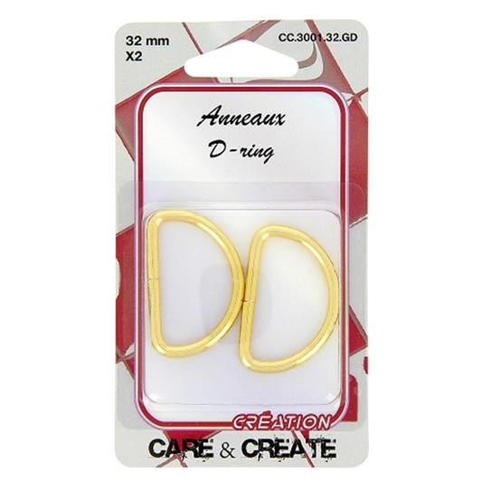 Anneaux demi rond - métal - 32 mm - dorés - 2 pièces -Boucles Forme D
