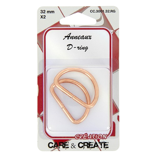 Anneaux demi rond - métal - 32 mm - cuivrés - 2 pièces -Boucles Forme D
