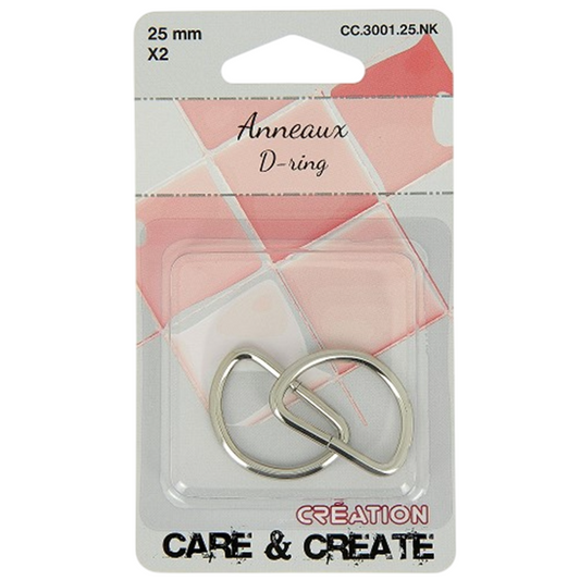 Anneaux demi rond - métal - 25 mm - argentés - 2 pièces -Boucles Forme D
