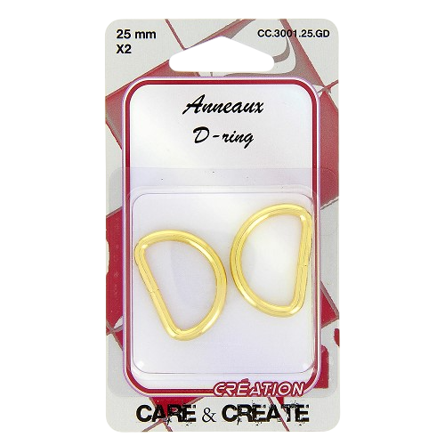 Anneaux demi rond - métal - 25 mm - dorés - 2 pièces -Boucles Forme D