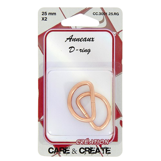 Anneaux demi rond - métal - 25 mm - cuivrés - 2 pièces -Boucles Forme D
