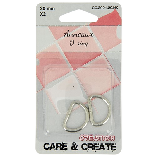 Anneaux demi rond - métal - 20 mm - argentés - 2 pièces -Boucles Forme D