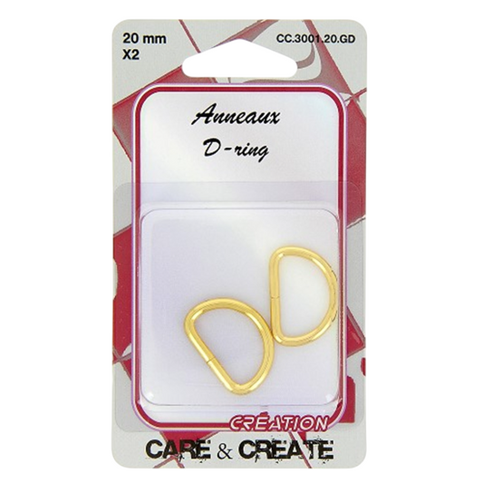 Anneaux demi rond - métal - 20 mm - dorés - 2 pièces -Boucles Forme D