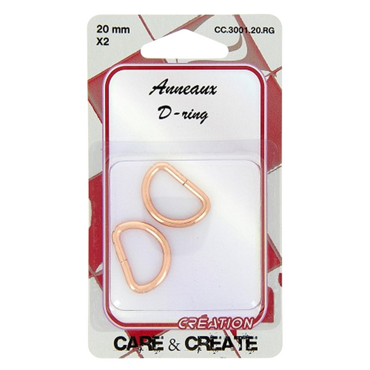 Anneaux demi rond - métal - 20 mm - cuivrés - 2 pièces -Boucles Forme D