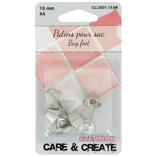 Patin pour Sac - 15 mm - Argenté - 4 pièces -