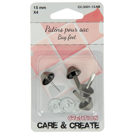 Patin pour Sac - 15 mm - Noir - 4 pièces -