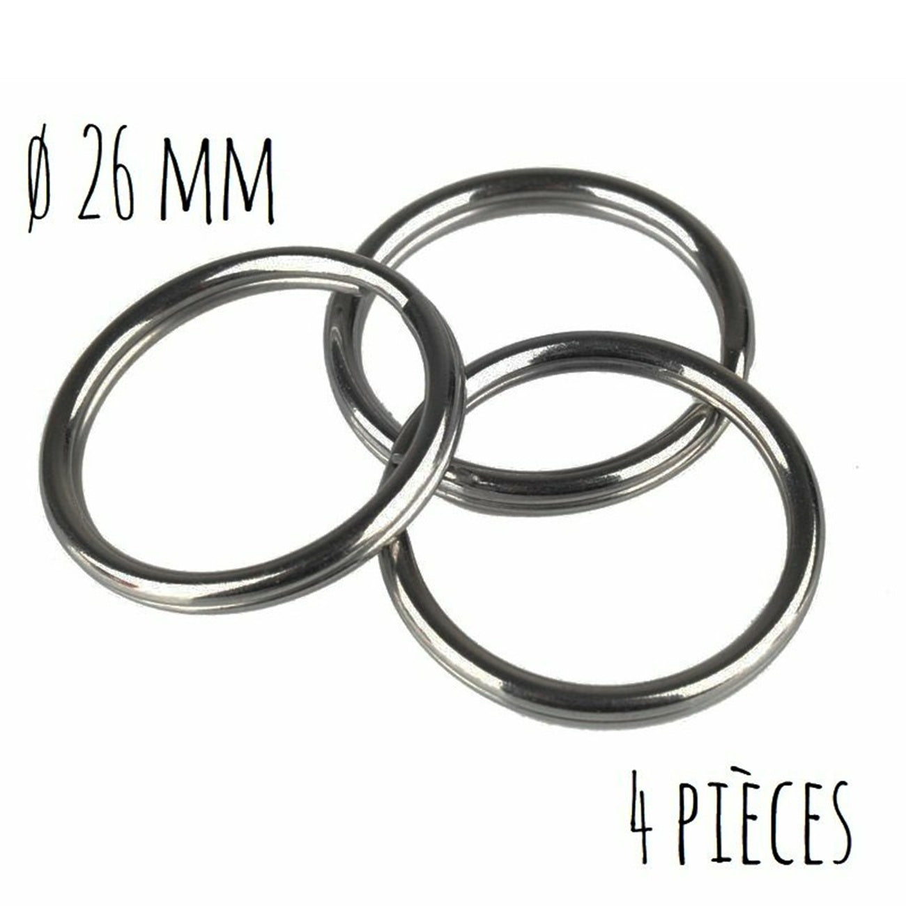 Anneaux rond nickel - ø 26 mm - noirs - 4 pièces