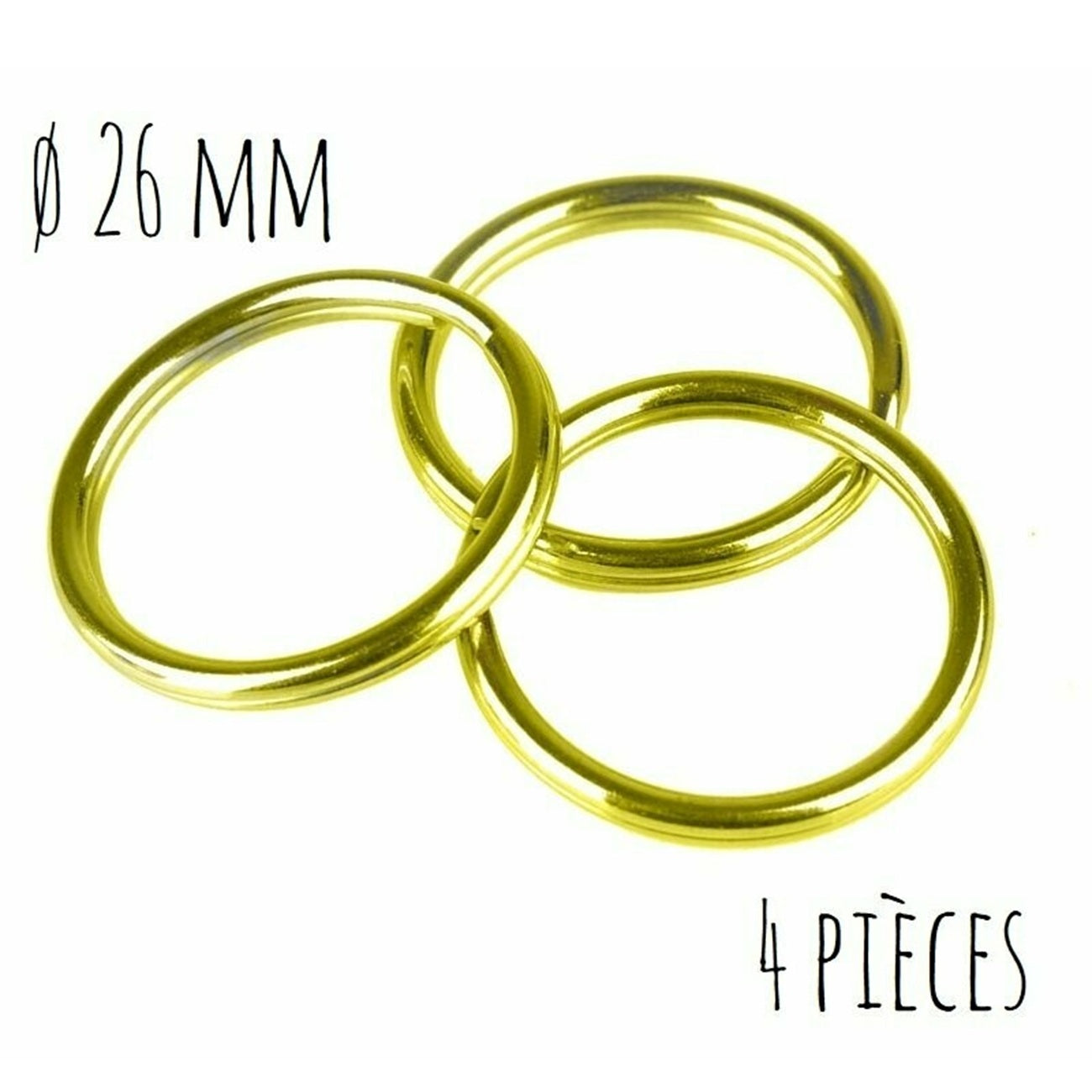 Anneaux rond nickel - ø 26 mm - dorés - 4 pièces