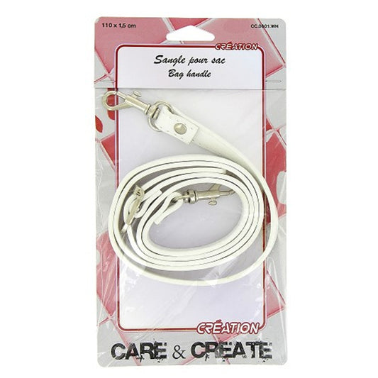 Anse plate - Blanc - simili cuir  - 110 cm