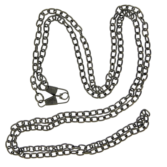 Chaîne noire en métal de 120 cm pour bandoulière de sac, avec mousquetons. Canocea