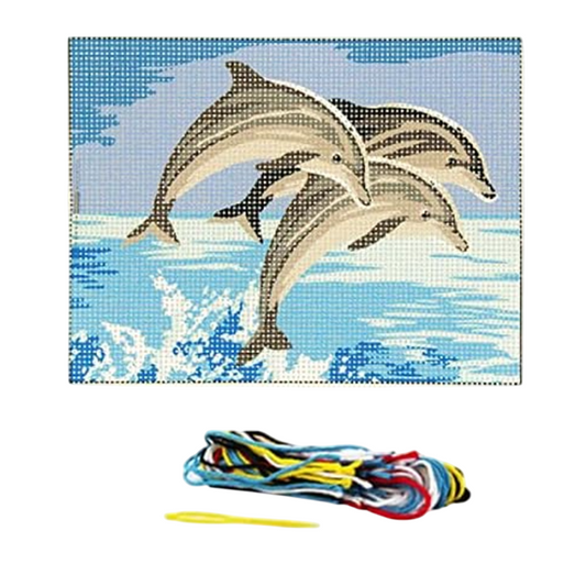 kit complet de canevas incluant une toile imprimé coton + fils coton + aiguilles pour apprendre la broderie. Canocea France