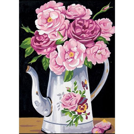 Kit complet canevas Pichet de roses Margot Canevas - Fabrication française. Canocea France