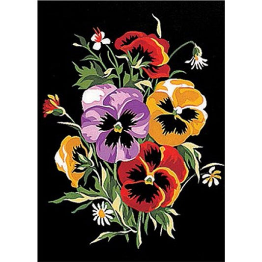 Kit complet canevas Fleurs pensées Margot Canevas - Fabrication française. Canocea France