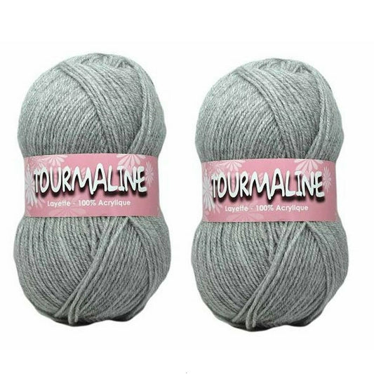 Pelote layette - gris clair - 2 pièces de 50gr - Acrylique - Tourmaline