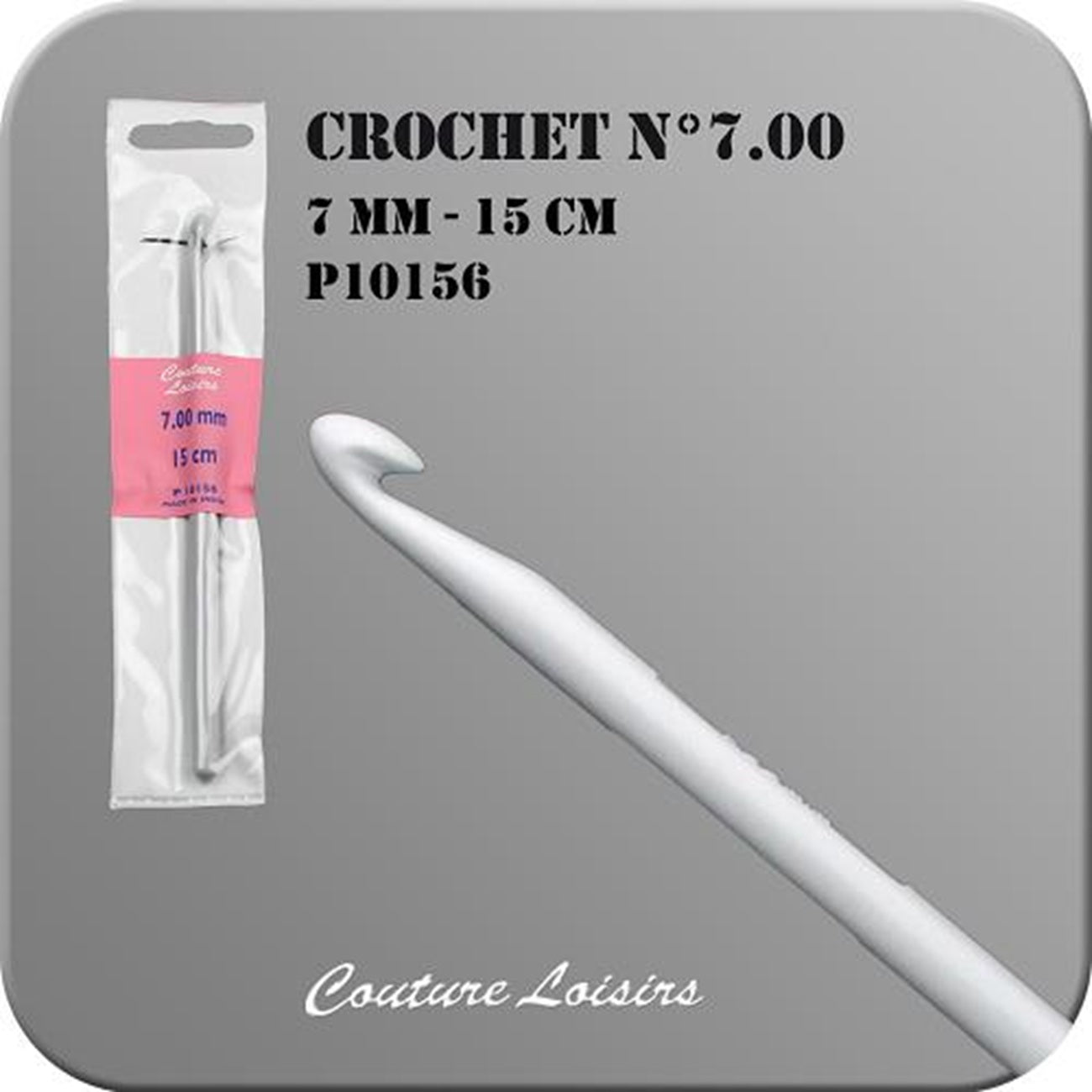 Crochet - plastique - Taille 7 mm x 15 cm - Blanc