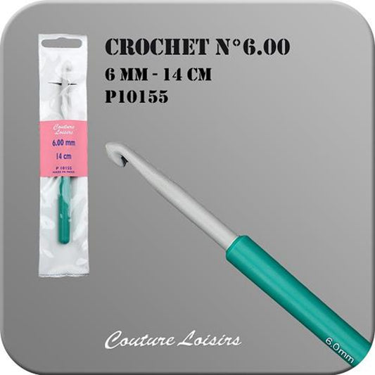 Crochet - plastique - Taille 6 mm x 14 cm - Blanc