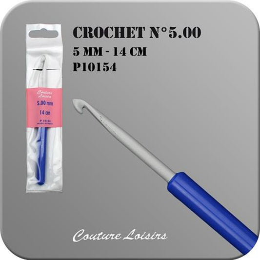 Crochet - plastique - Taille 5 mm x 14 cm - Blanc
