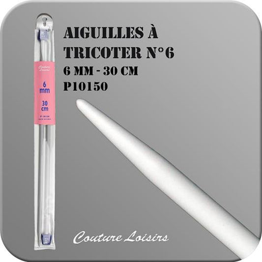 Aiguille à tricoter - 6 mm x 30 cm - 1 paire