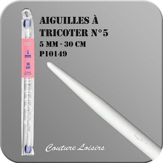 Aiguille à tricoter - 5 mm x 30 cm - 1 paire