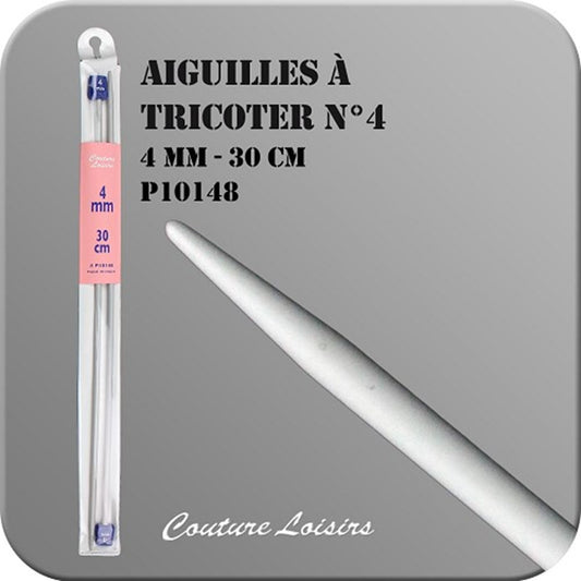 Aiguille à tricoter - 4 mm x 30 cm - 1 paire