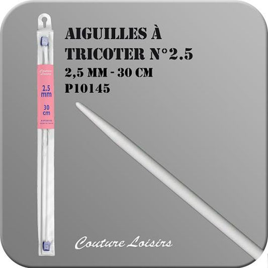 Aiguille à tricoter - 2,5 mm x 30 cm - 1 paire