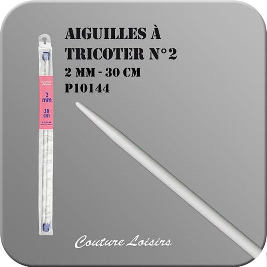 Aiguille à tricoter - 2 mm x 30 cm - 1 paire