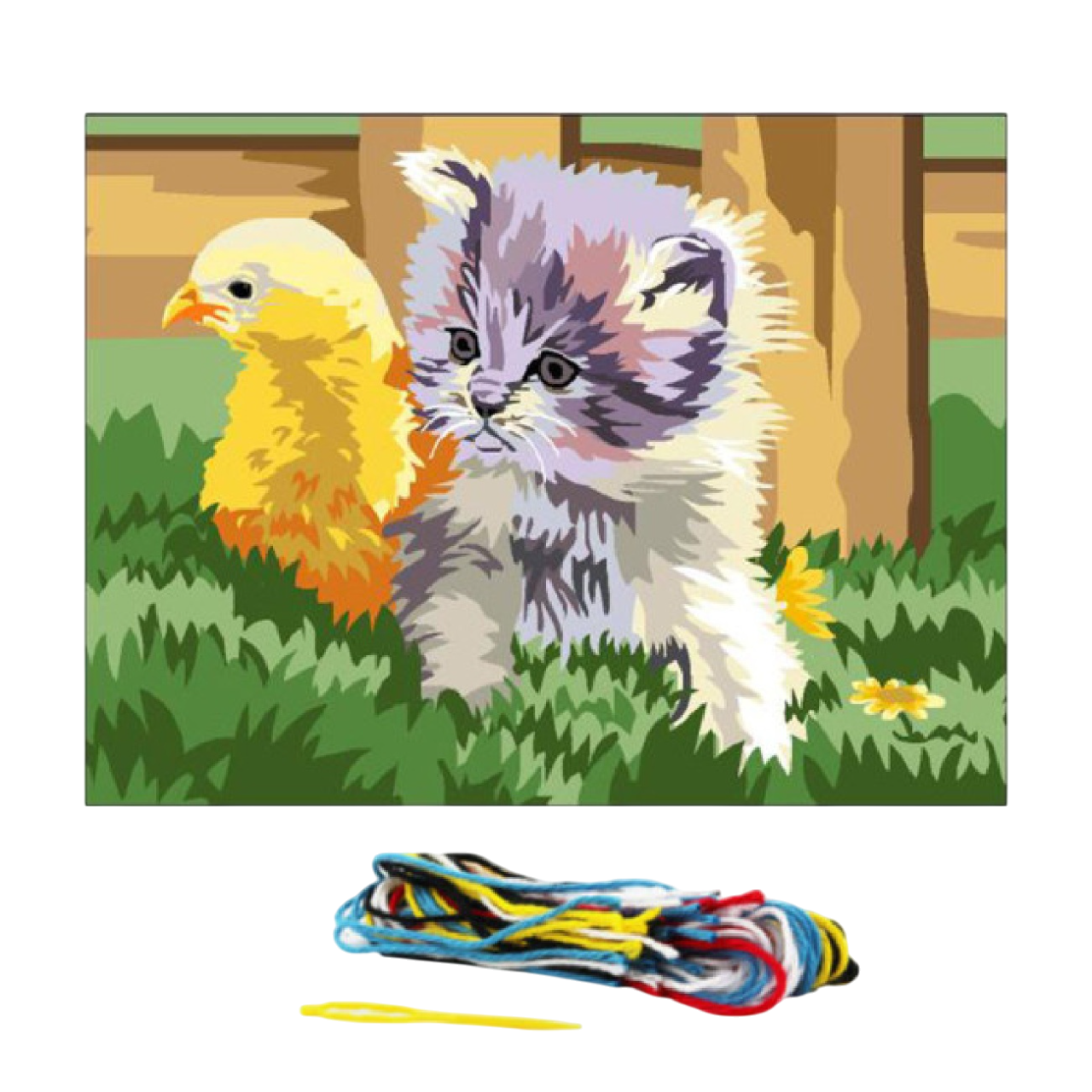 set canevas complet pour apprendre et réaliser un broderie pour les fans des chatons, chats, animaux de la ferme.