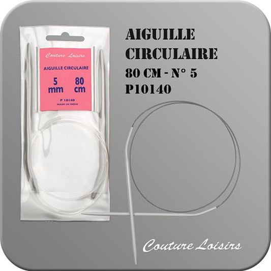 Aiguille à tricoter circulaire - 80 cm - n° 5 - plastique