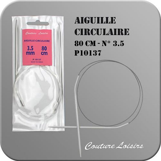 Aiguille à tricoter circulaire - 80 cm - n° 3,5 - plastique