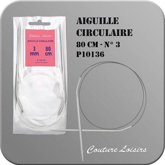 Aiguille à tricoter circulaire - 80 cm - n° 3- plastique