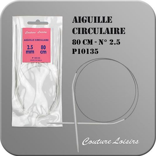 Aiguille à tricoter circulaire - 80 cm - n° 2,5 - plastique