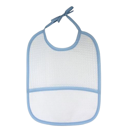 Bavoir bleu en nid d'abeille à broder 25x22 cm – 100 % coton - canocea
