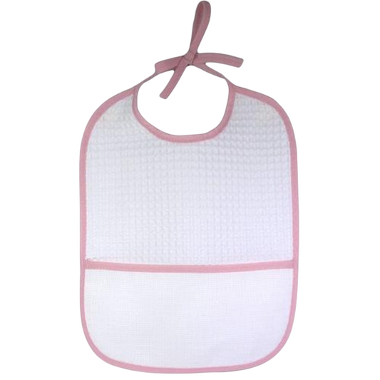 Bavoir rose en nid d'abeille à broder 25x22 cm – 100 % coton – canocea