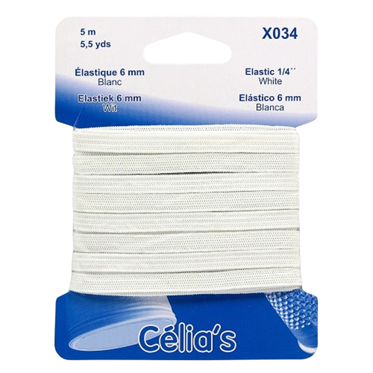 Elastique - Blanc - 6 mm sur 5 mètres
