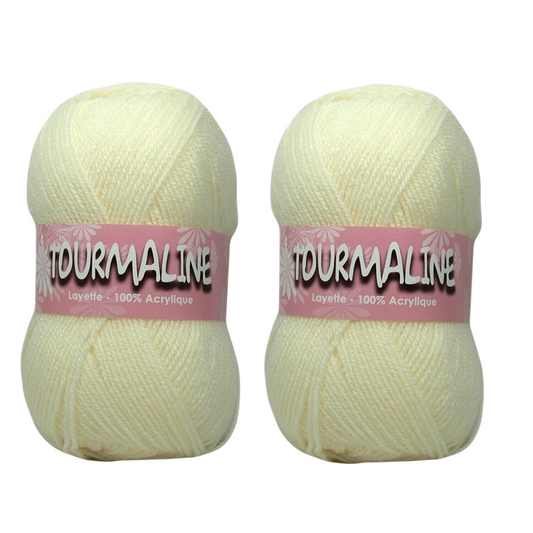 Pelote layette - écru- 2 pièces de 50gr - Acrylique - Tourmaline
