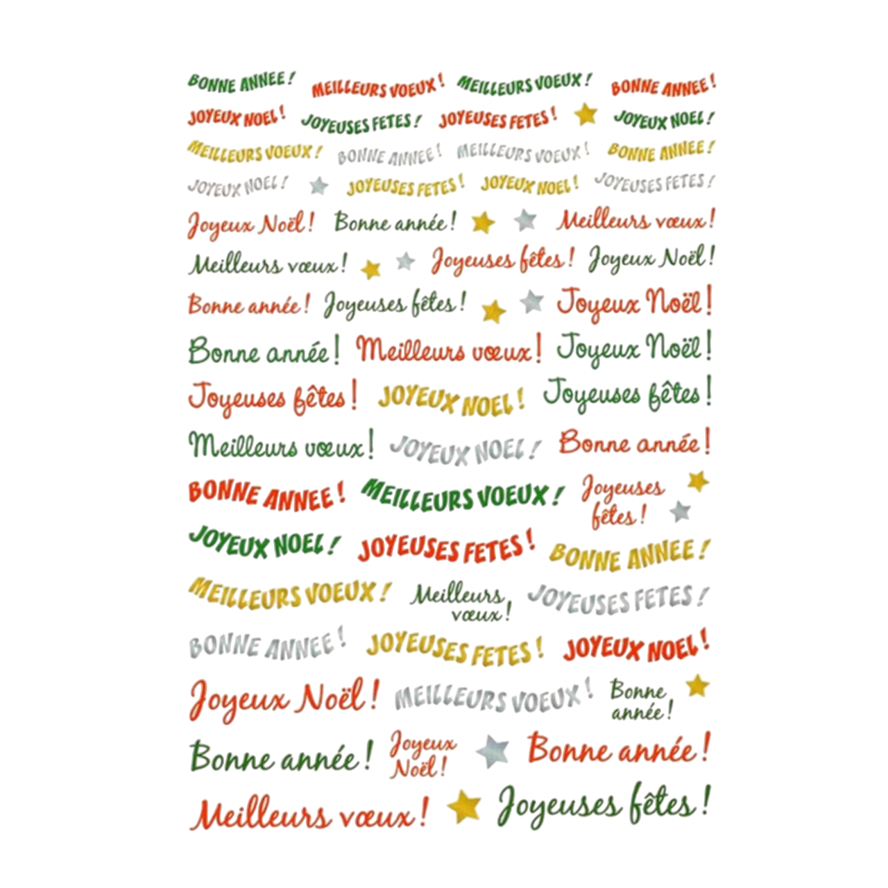 Gommettes messages et vœux de noël -134 pièces- de 1 à 8 cm