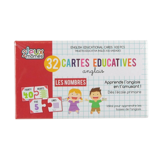 Cartes éducatives apprentissage anglais - les nombres  - 32 pièces