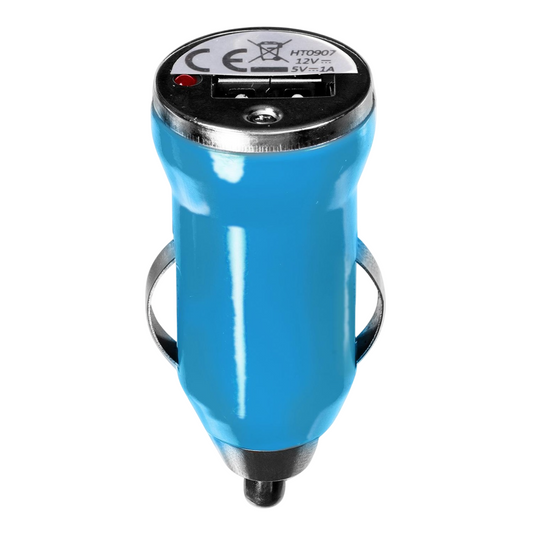Chargeur USB allume-cigare bleu avec LED de fonctionnement pour voiture – 5V 1A. Canocea France