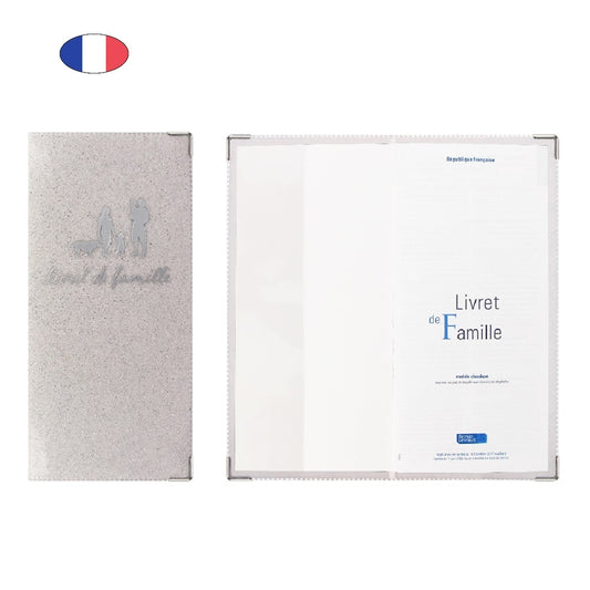 Étui livret de famille scintillant blanc – élégant et fabriqué en France – pochette de protection livret officiel - canocea