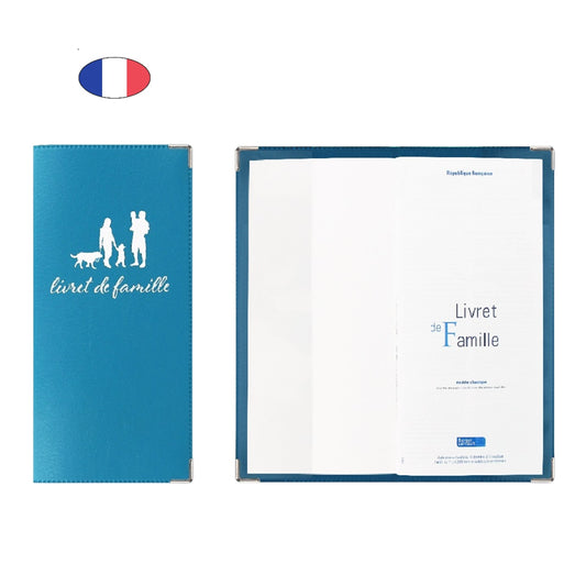 Étui livret de famille bleu turquoise en simili cuir – élégant et fabriqué en France – protection livret officiel - canocea