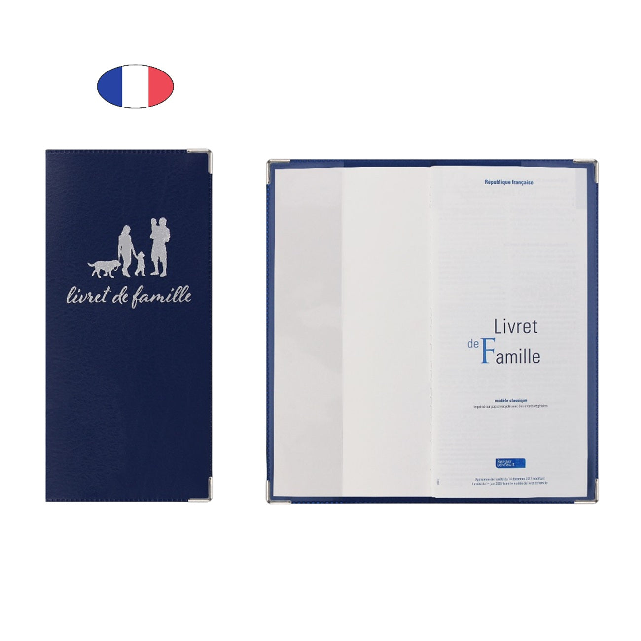 Etui livret de famille - Bleu Marine - simili cuir - Fabriqué en France