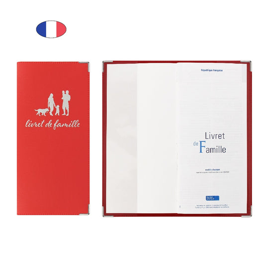 Étui livret de famille rouge en simili cuir – élégant et fabriqué en France – pochette de protection livret officiel - CANOCEA