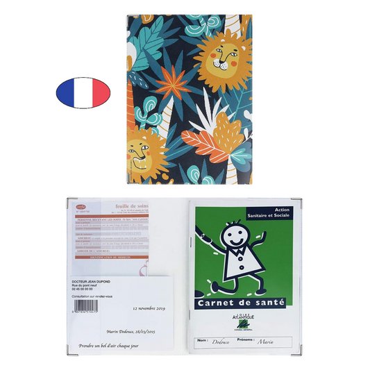 Protège carnet de santé/ordonnances  - Lion - PVC - Fabriqué en France