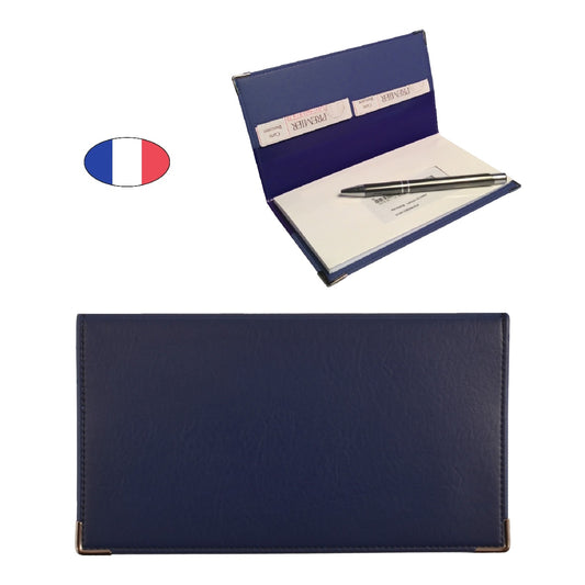 Porte-chéquier bleu marine en simili cuir – Fabriqué en France – Rangement cartes billets papiers -  canocea
