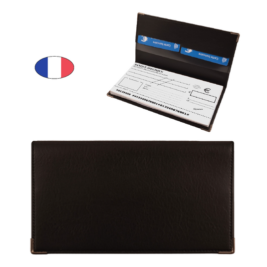 Porte-chéquier noir en simili cuir – Fabriqué en France – Rangement cartes billets papiers - canocea
