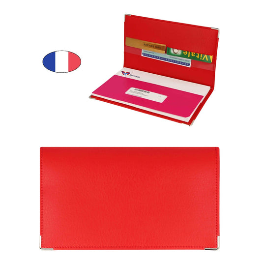 Porte-chéquier rouge en simili cuir – Fabriqué en France – Rangement cartes billets papiers - canocea
