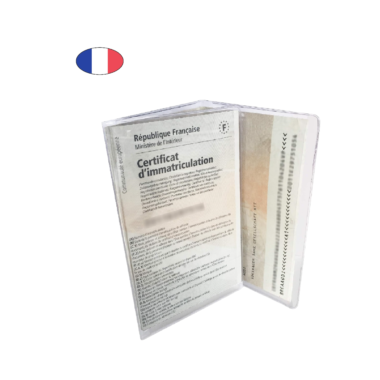 Etui carte grise cristal transparent fabriqué en France – Pochette pour documents auto et moto - canocea
